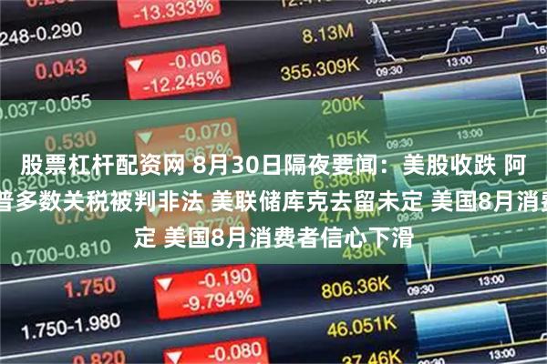 股票杠杆配资网 8月30日隔夜要闻：美股收跌 阿里大涨 特朗普多数关税被判非法 美联储库克去留未定 美国8月消费者信心下滑